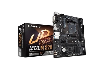 Gigabyte Alaplap - AMD A520M S2H AM4 (A520M, 2xDDR4 3200MHz, PCI-E, RAID, 4xSATA3, M.2, 6xUSB2.0, 6xUSB3.1)