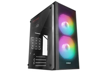 Everest Számítógépház - MINION Mesh PEAK 300W (fekete; 2x12cm LED venti, Micro ATX / MINI-ITX, 300W táp)