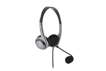 Bluestork Fejhallgató - MC101 Office Headset (mikrofon; hangerő szabályzó, 3,5 Jack, szürke)