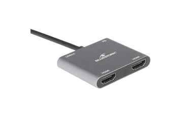 Bluestork USB Hub - HUB-DUO-HDMI (USB3.0, USB-C to 2xHDMI + USB-C, 4K@30Hz, szürke)
