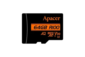 Apacer MicroSD kártya - 64GB microSDXC UHS-I U3 V30 A2 (R/W: 100/80 MB/s) + adapter