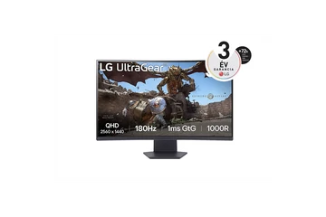 LG Monitor 32" Gamer - 32GS60QC-B (Ívelt, VA, 16:9; 2560x1440; 180Hz; 1ms; 300cd; HDMIx2; DP; FreeSync; HDR10; sRGB99%)