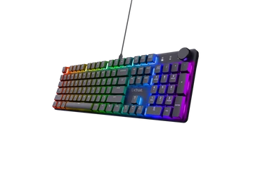 Trust Billentyűzet Gamer - GXT866 Torix (Mechanikus, Huano switch; RGB LED háttérvilágítás; USB; fekete; angol)