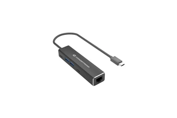 Conceptronic Kábel - ABBY14B (USB-C to RJ-45, 2xUSB-A+2xUSB-C, 2,5 Gbit, szürke)