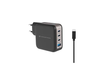 Conceptronic telefon töltő adapter+kábel - ALTHEA18B (3xUSB-C+USB-A, 100W, USB-C töltő kábel, fekete)