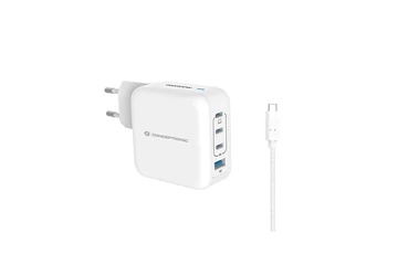 Conceptronic telefon töltő adapter+kábel - ALTHEA18W (3xUSB-C+USB-A, 100W, USB-C töltő kábel, fehér)