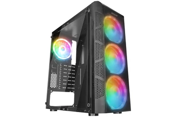Everest Számítógépház -  CREST V1 (fekete; üveg; ATX; alsó táp; 4x120mm RGB, 1xUSB3.0 + 2xUSB2.0)