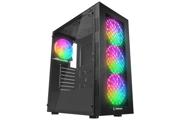 Rampage Számítógépház - PLAID V1 (fekete; üveg; ATX; alsó táp; 4x120mm RGB, 1xUSB3.0 + 2xUSB2.0)