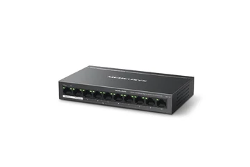 Mercusys Switch  PoE - MS110P (10 port 100Mbps; 8 af/at PoE+ port; 65W; 250m; fém ház)