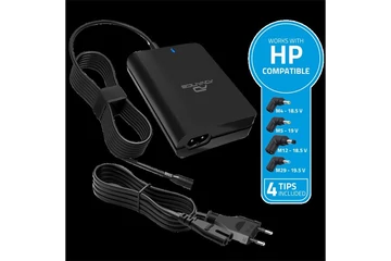 Advance Notebook töltő - Universal Charger for HP Laptops (90W, 5 csatlakozó, automata feszültség érzékelés, fekete)