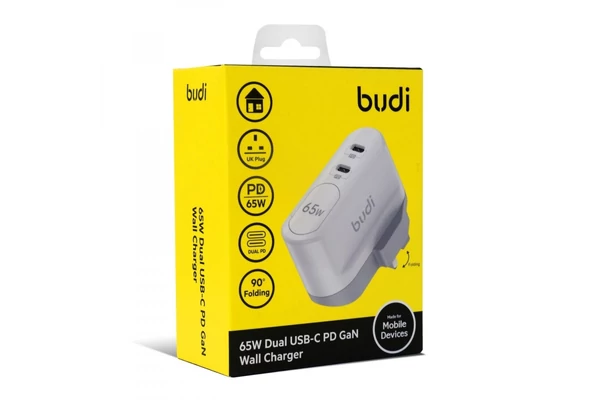 Budi 65 W-os dupla USB-C fali töltő ( UK Szabvány )