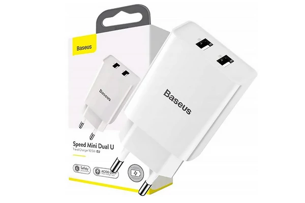 BASEUS hálózati töltő USB aljzat 2x (5V / 2100mA, 10.5W) CCFS-R02 FEHÉR
