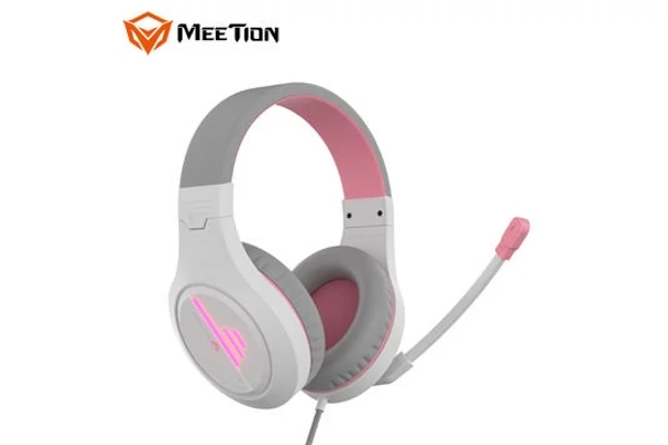 Meetion MT-HP021 gamer fejhallgató Pink 3,5 mm Jack+USB