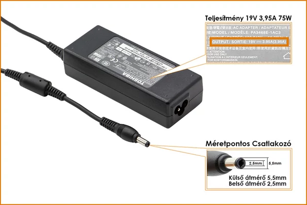 Toshiba PA3468E-1AC3 19V 3.95A 75W gyári új töltő (PA3468E-1AC3)