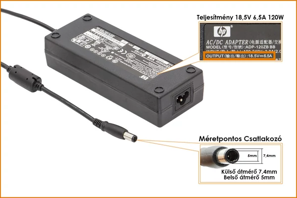 HP 18.5V 6.5A 120W, center pin, gyári új töltő (PPP016H)