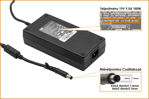 HP Pavilion HDX 9000 sorozat 19V 9.5A 180W gyári új töltő (397804-001, 463952-001)