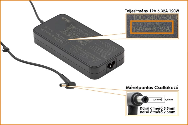 Asus 19V 6.3A 120W gyári új töltő (PA-1121-28, 0A001-00060900, 0A001-00062000)