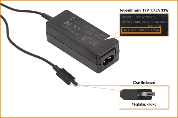 Asus X205TA, R209H 19V 1.75A 33W (M-PLUG) helyettesítő új töltő