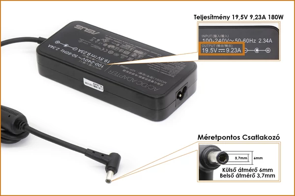 Asus 19.5V 9.23A 180W gyári új töltő (ADP180MB F, 0A001-00262300)