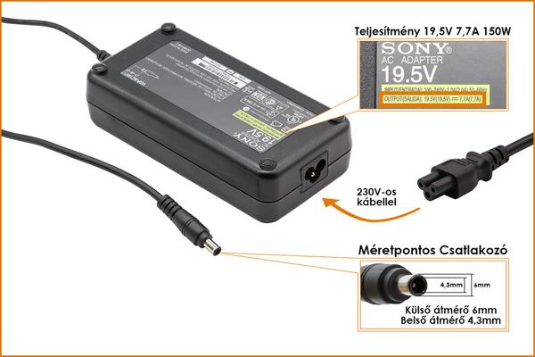 Sony PCGA-AC19V9  7.7A  150W gyári új laptop töltő
(PCGA-AC19V9)