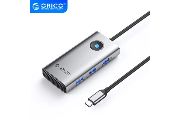 Orico Notebook Dokkoló - PW11-6P-GY (Bemenet: USB-C, Kimenet: HDMI/USB-A+C/PD100W, sötétszürke)