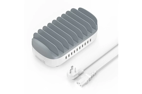ORICO Töltő állomás - DUK-10P-V1-EU-WH (10x USB-A, 5V2.4A x5, 120W, fehér)