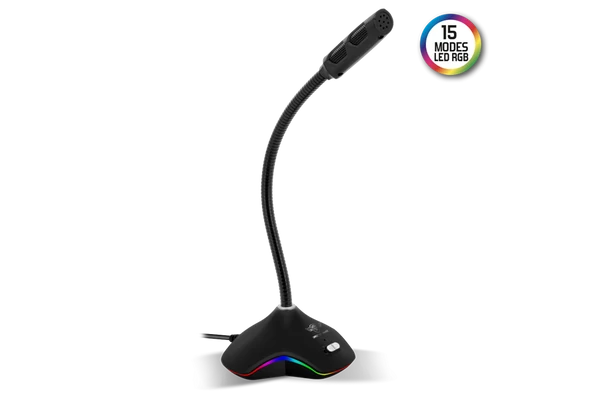 Spirit of Gamer Mikrofon - EKO 300 (RGB. USB csatlakozó, 150cm kábel, fekete)