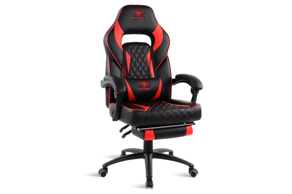 Spirit of Gamer szék - MUSTANG Red (állítható dőlés/magasság; kihajtható lábtartó; max.120kg-ig, piros)