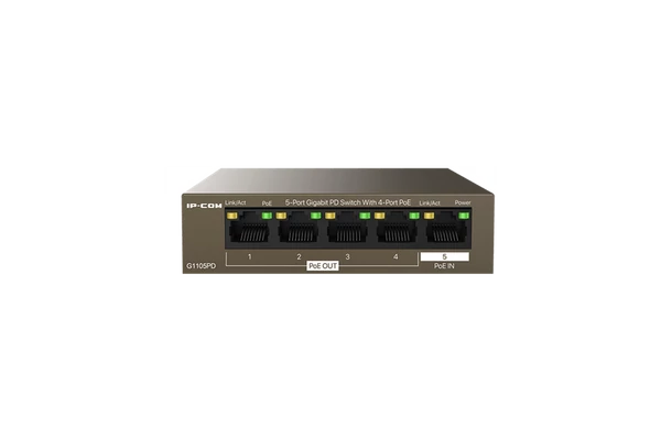 IP-COM Switch PoE - G1105PD (5x1Gbps; 4 af/at PoE+ port; 30W; 1xPoE-In, 4xPoE-Out)