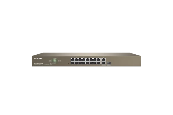 IP-COM Switch Vezérelhető PoE - F1218P-16-250W (16x100Mbps + 2x1Gbps; 1x1Gbps SFP; 16 af/at PoE+ port; 230W)