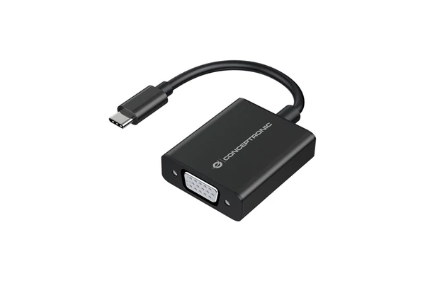 Conceptronic Kábel - ABBY05B (USB-C to VGA, FullHD/60Hz, aluminium, fekete)