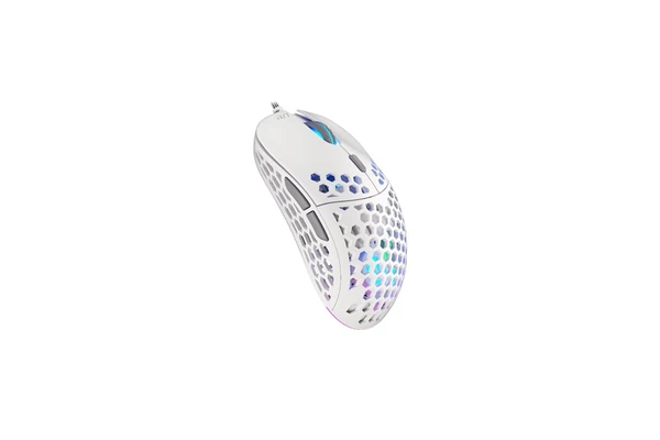 Endorfy Egér - LIX Plus Onyx (Honeycomb, 19 000 DPI, ARGB, PixArt chip, optikai, 1,8m, fehér)