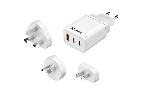Sandberg Telefon töltő - 3in1 TravelCharger USB-C/A 65W