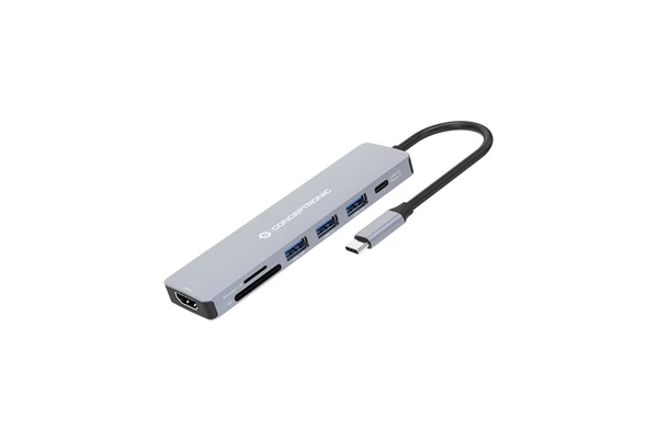 Conceptronic Notebook Dokkoló - DONN18G (USB-C to HDMI/USB-C PD/USB 3.0/SD/TF)