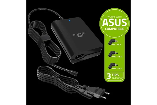 Advance Notebook töltő - Universal Charger for ASUS Laptops (90W, 4 csatlakozó, automata feszültség érzékelés, fekete)