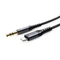 JOYROOM audió kábel (3.5mm jack - lightning 8pin, 100cm, cipőfűző minta) FEKETE