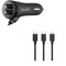 budi Autós Dupla USB szivar töltő  gyorstöltés 17W Lightning, Micro USB, USB Type-C (M8J06T3)
